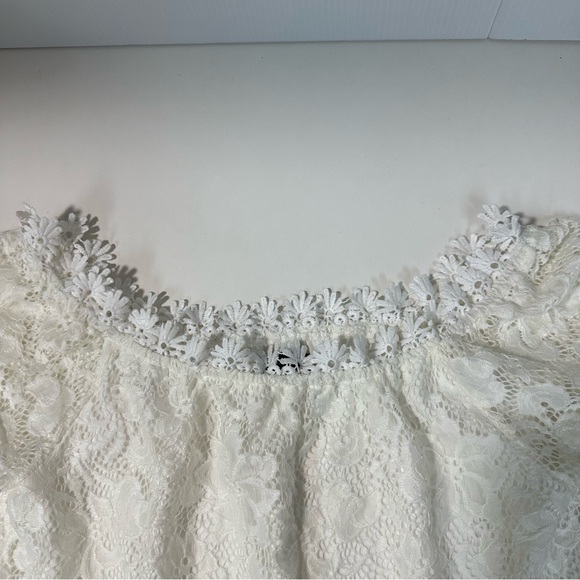 Miholl sz M White Blouse Lined Floral Laced Off The Shoulder NWOT Fairy - Picture 5 of 13